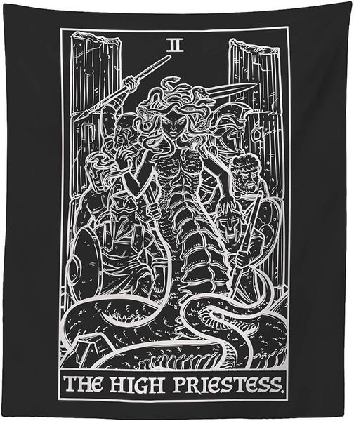 

tapestries the high priestess tarot card tapestry (black & white) greek mythology home dÃ©cor