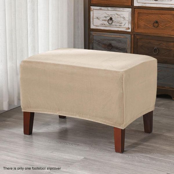 

modern footstool slipcover soft elastic solid dustproof ottoman cover foot rest full coverage furniture protector dirt resistant chair cover