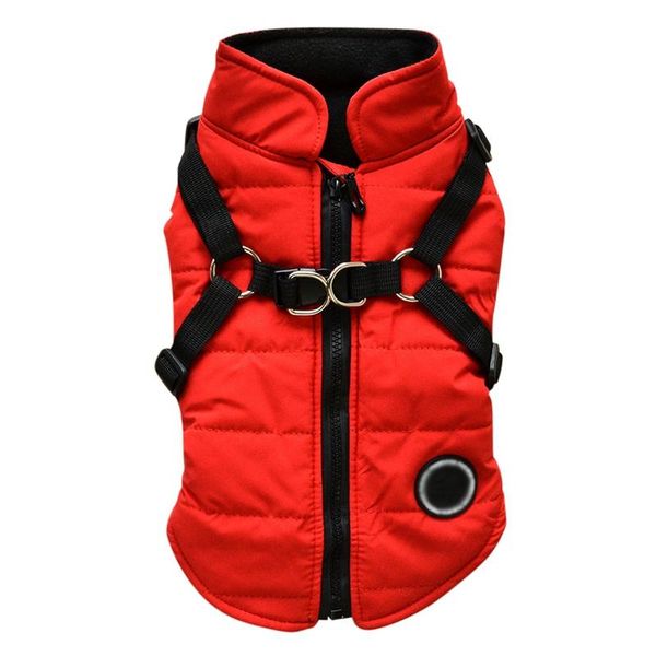 

dog apparel pet winter warm coat with chest harness creative back zipper closure thicken outfit jacket for dogs xs-7xl