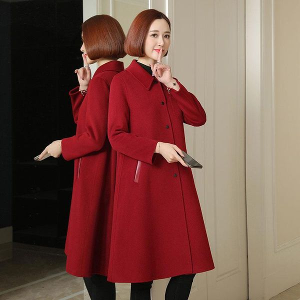 

women's wool & blends qinghang autumn and winter clothing high end woolen coat long double faced 100% pure bst78997, Black