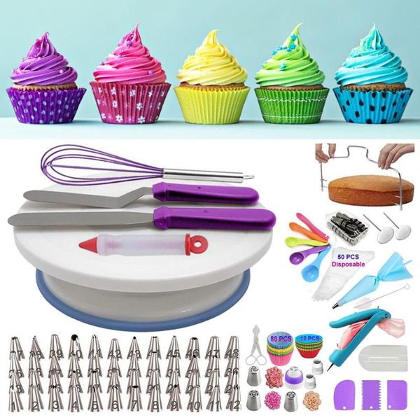 

baking & pastry tools 137pcs cake decorating diy multi-function turntable set tube fondant tool kitchen dessert