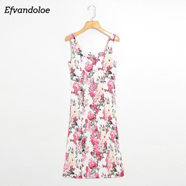 

women floral print midi dress 2021 summer spaghetti strap split dresses holiday slim casual, Black;gray