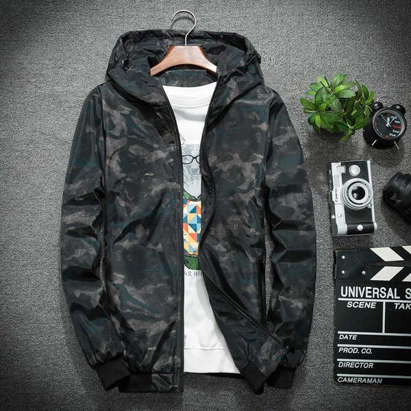 

men's jackets 2021 autumn spring mens clothing camouflage trend polyester casual hooded fashion coat trench jacket male m-5xl, Black;brown