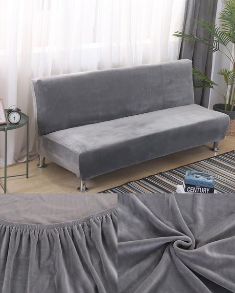 

chair covers smooth velvet folding sofa bed cover thick slipcover case for armless sheet couch elastic futon winter