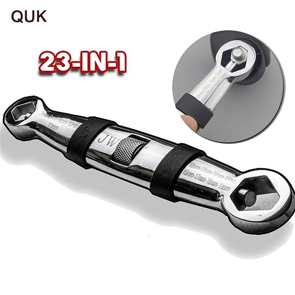 Quk Universal Wrench 23 em 1 chave conjunto de catracas ajustável chave 7-19mm CR-V chave flexível multitools ferramenta para reparo 211110