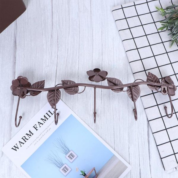 

hooks & rails iron hook rack with 5 bathroom over the door hanger for towel coat clothes hat bag rose shaped hanging rail (bronze)
