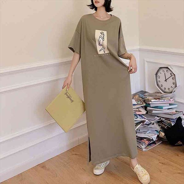 

summer dress laconic short sleeve women dress vestidos robe elbise fashion split long, White