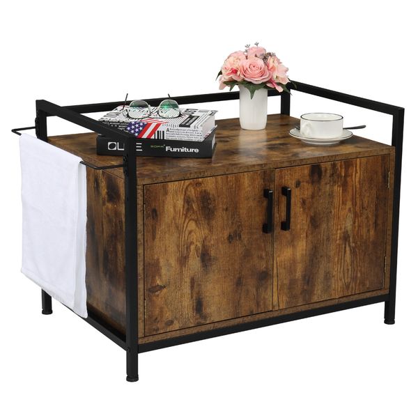 

dog house kennels kennel cat litter box enclosure multi-functional two doors decorative side table furniture privacy hidden washroom home in
