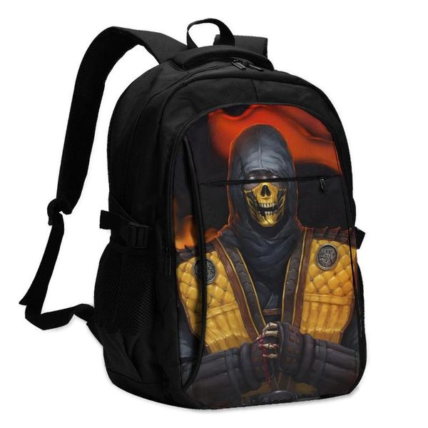 

backpack mortal kombat backpacks large aesthetic charger usb festival teenage bags