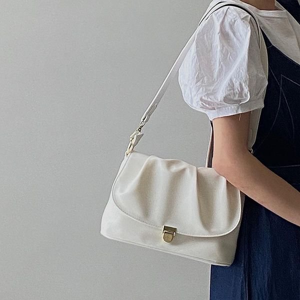 

evening bags french style simple soft women square portable shoulder-bags casual versatile white crossbody bag spring summer fashion