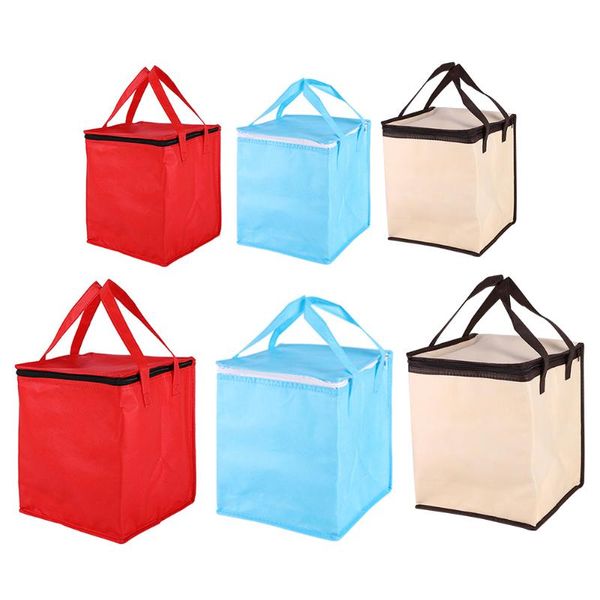 

storage bags 3 colors reusable eco-friendly shopping insulated heavy duty thermal totes with zipper and handle for food cake delivery