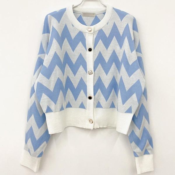 

women's knits & tees 2021 korean fashion thousand bird lattice lazy wind cardigan autumn big wavy contrast color knitted sweaters long, White