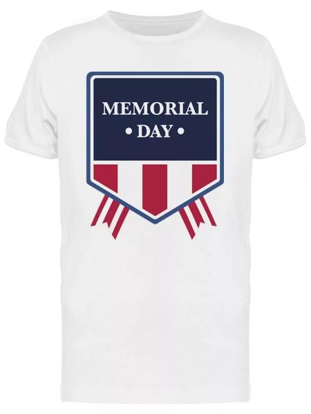 

memorial day badge usa patriotic graphic men's t-shirt, White;black