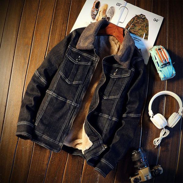 

men's jackets isurvivor 2021 autumn and winter korean denim jacket men plus velvet casual gown trendy, Black;brown