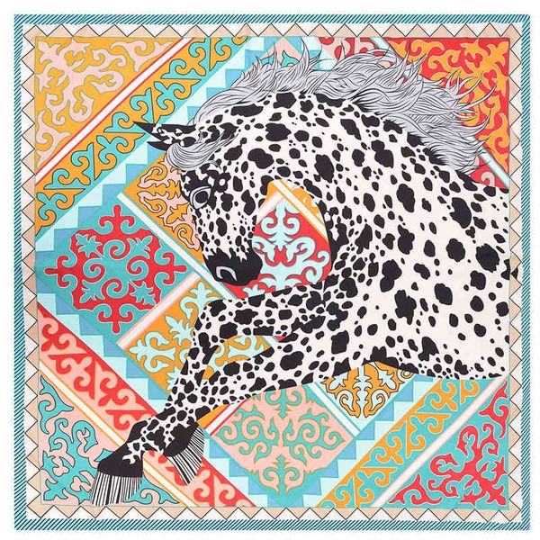 

pobing luxury brand women geometric leopard unicorn print square scarves large foulard femme twill silk spring scarf, Blue;gray