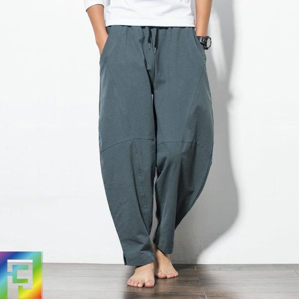 

men's pants 2021 spring summer chinese style casual harlan seasons loose large size wide leg tide beach, Black