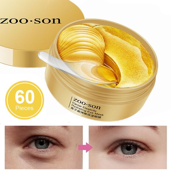 

60pcs gold collageen eye mask gezicht anti rimpel gel slaap gouden masker eye patches caviar essentie collageen hydraterende oog masker