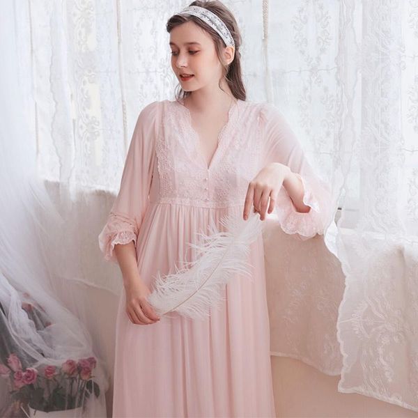 

women's sleepwear dress autumn lady lace nightgown elegant temperament, Black;red