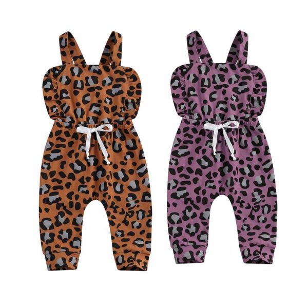 

jumpsuits baby summer clothing 0-3t girls born leopard print overalls, sleeveless suspender trousers with drawstring, Blue