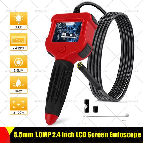 

cameras 5.5mm 1.0mp 2.4 inch lcd screen hd car pipe equipment professional inspection borescope hard cable