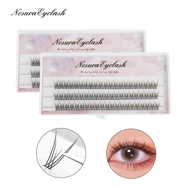 

false eyelashes fishtail type lashes extensions tufts 3rows mink natural dovetail clusters 12d 8-12mm soft makeup tool