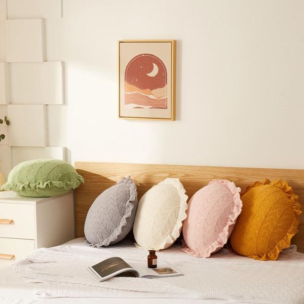 

cushion/decorative pillow 1pc knitted round cushion solid color futon with filling seat cushions for sofa home decor cojines