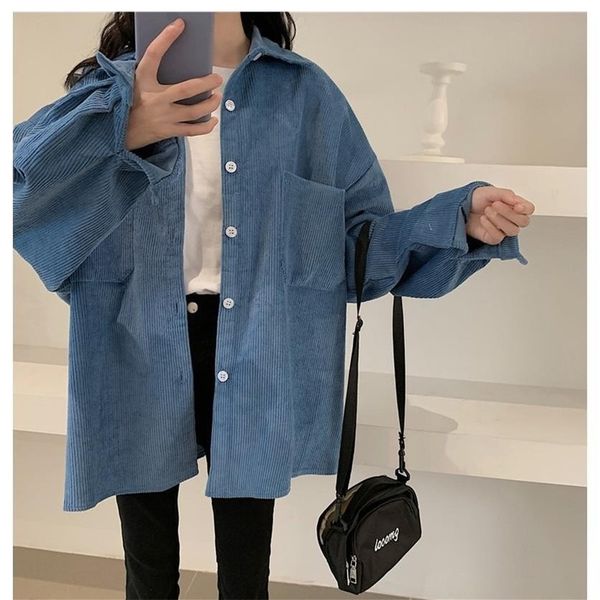 

sheer vintage corduroy shirt spring 2021 womens clothing blouse pour femme harajuku womens over-shirt long sleeve t-shirt, White
