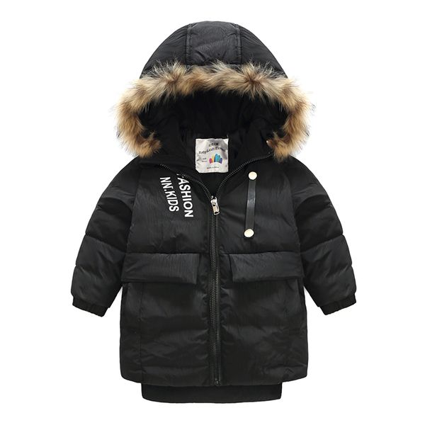 

baby boy winter coat 2021 warm 3-12 years teenager thickening faux fur spray-bonded wadding kids boys black hooded down jacket, Blue;gray