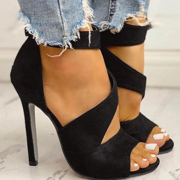 

sandals 40# 2021 women fashion hole summer party shoes open toe retro high heels dance, Black