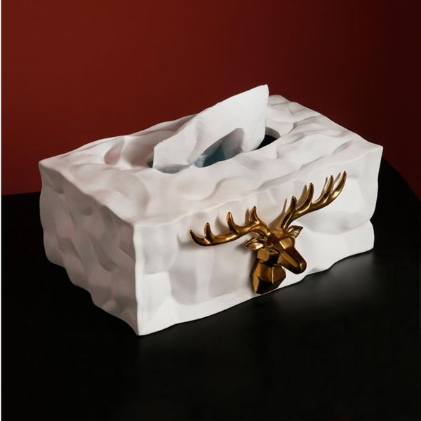 

nordic ins luxury elk ceramic tissue box home decoration ornaments deskstorage napkin holder arts crafts creative gift boxes & napkins
