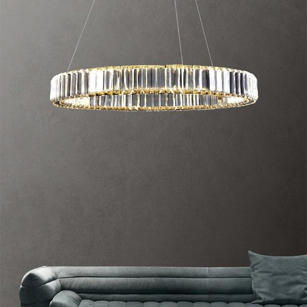 

nordic metal crystal ring chandelier bar villa el living room bedroom decor art pendant lamp lighting fixture pa0764 chandeliers