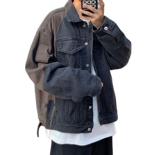 

men's jackets man's spring autumn 2021 fashion brand loose handsome korean style casual streetwear hip hop black denim jacket for, Black;brown