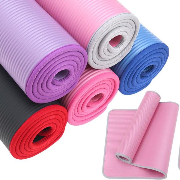 

10mm non-slip extra thick yoga mat 183cm*61cm tear resistant nbr pilates pads indoor fitness exercise tasteless with bandages mats