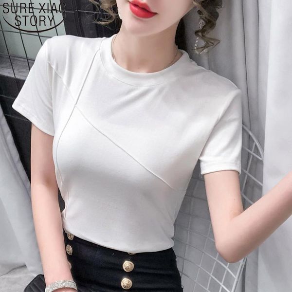 

simple solid short sleeve t-shirts summer plus size women fashion clothing slim fit tees blusas tshirt 13628 women's t-shirt, White