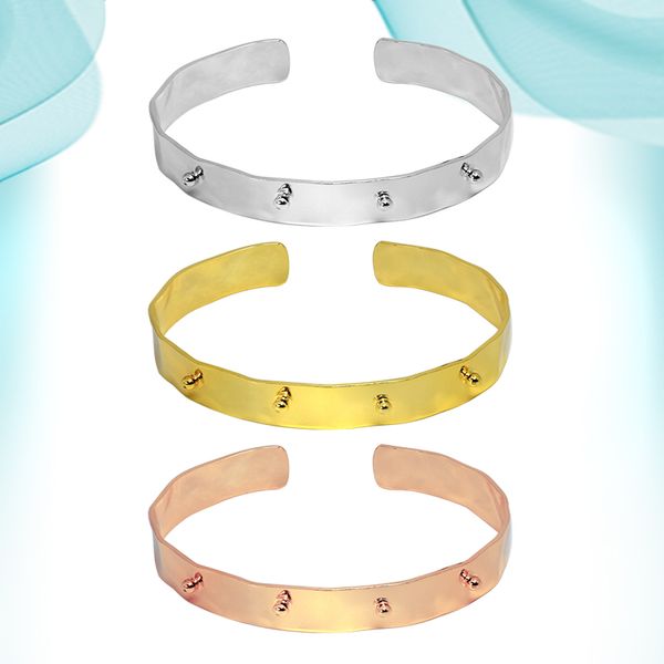 

fashion simple rivet punk style c-shaped bangle simplicity design stainless steel bracelet hand accessories personalized wide bangles, Black