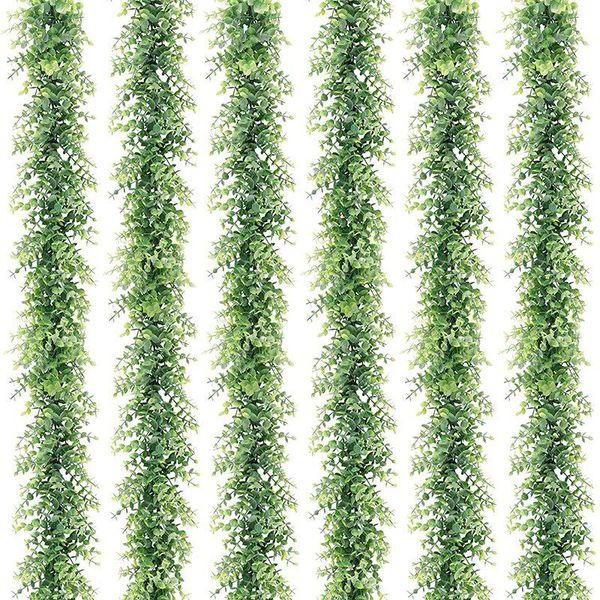 

decorative flowers & wreaths 6 packs feet artificial eucalyptus garland, vines faux greenery fake hanging plant