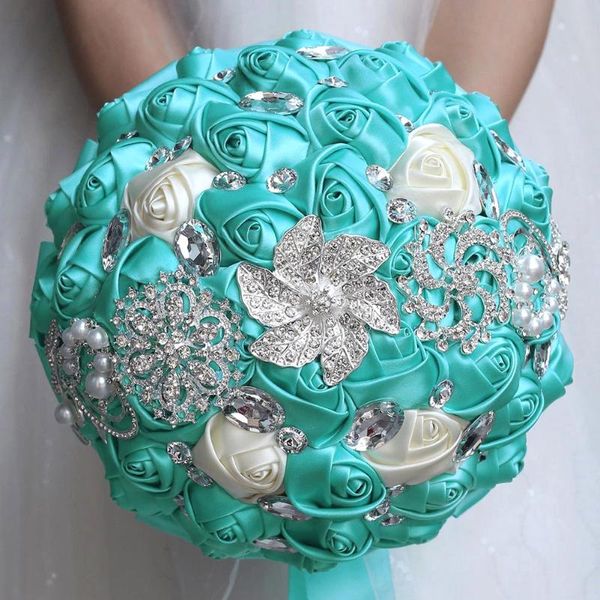 

decorative flowers & wreaths silver rhinestone brooch wedding bouquet for bride bridesmaid ribbon many size and colors w228e