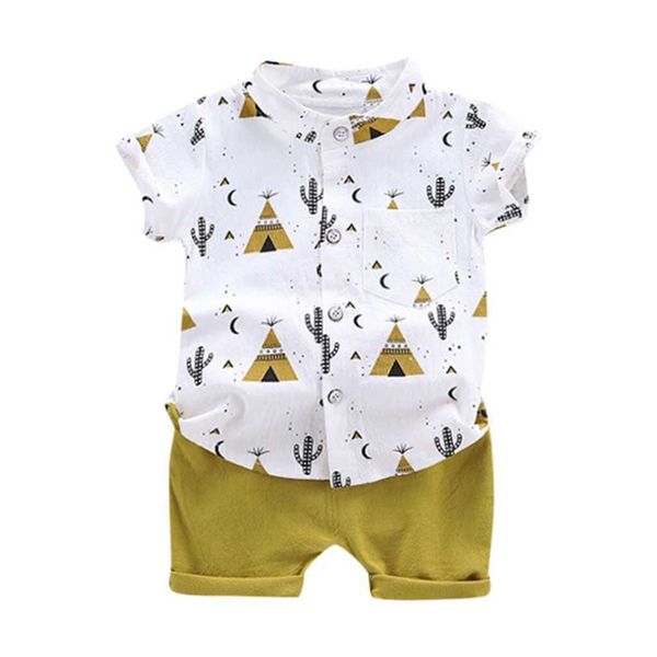 

children clothes 1-4years infant baby boys clothes set cartoon t-shirt +shorts summer outfits gifts for kids boys clothes#y x0802, White