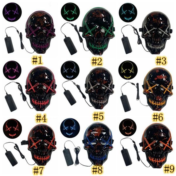 

10 styles cool halloween mask led purge mask light up scary skull glow masks for kids halloween rave party scary masks ooa9050