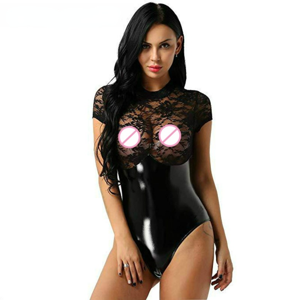

catsuit costumes lace latex shapewear bodysuit female catsuit women leather jumpsuit plus size erotic underwear black dance leotard