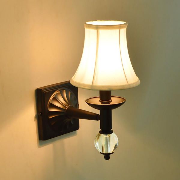

wall lamps bedroom bedside lamp home lighting warm fabric cover american style