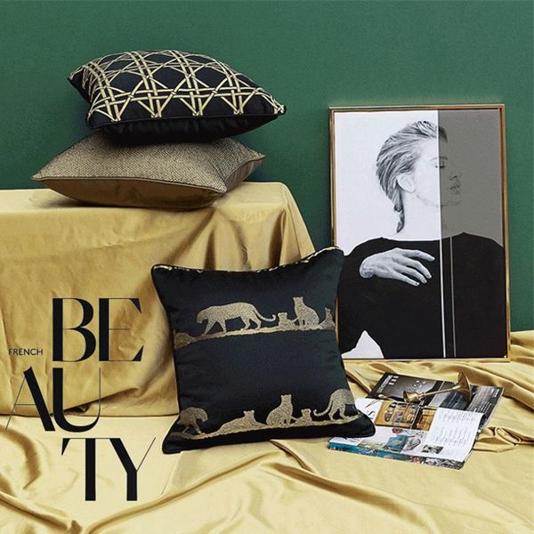

nordic pillow cushion cover gold leopard cojines decorativos para sofa decorative pillows coussin women geometric fence cushions cushion/dec
