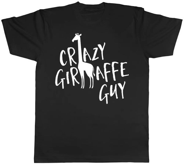 

crazy giraffe guy mens t-shirt, White;black