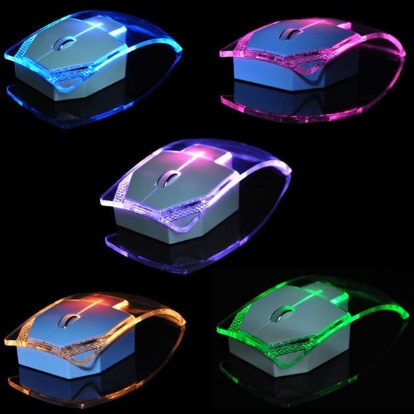 Ultra-fino 2.4 GHz ratos sem fio colorido criativo transparente luminoso mudo meninas meninas escritório presente de feriado moda mouses para pc laptop