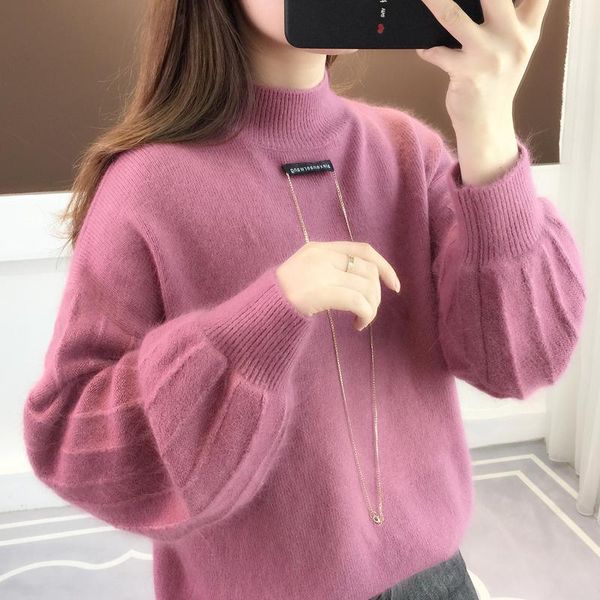 

women's sweaters autumn winter knitted sweater women 2021 korean fashion loose lazy lantern sleeve pullovers female ns4635, White;black