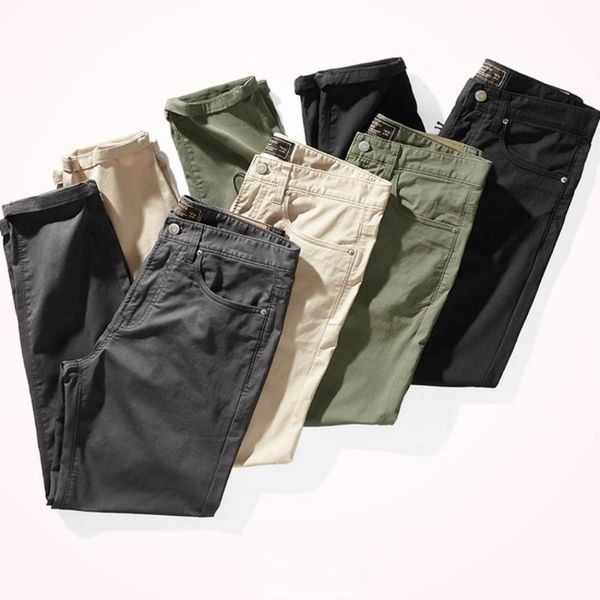 

men's pants 2021 solid color casual slim straight all-matching trousers, Black
