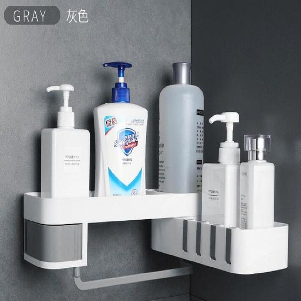 

bath accessory set bathroom kitchen rotating racks creative double storage rack multi-function shelf seamless wall-mounted boxed