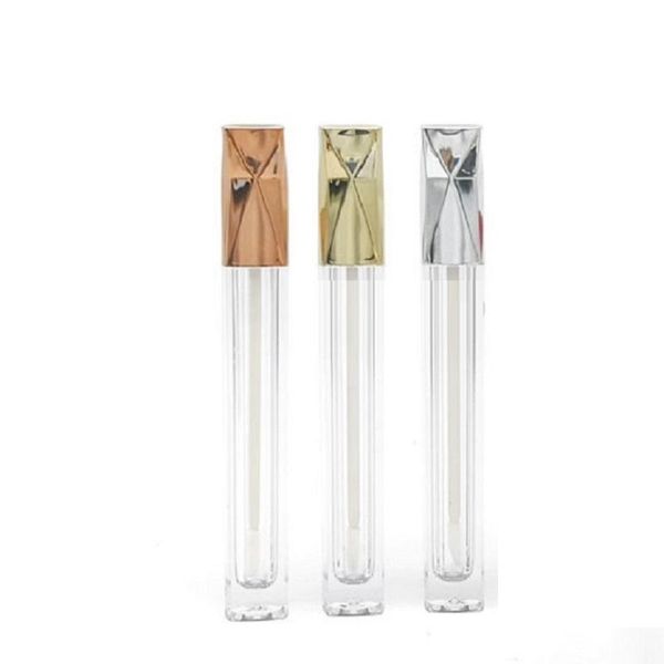 

storage bottles & jars empty cosmetic container packaging bottle silver/rose gold lid square plastic clear lip gloss tube with wand 30/50 pi