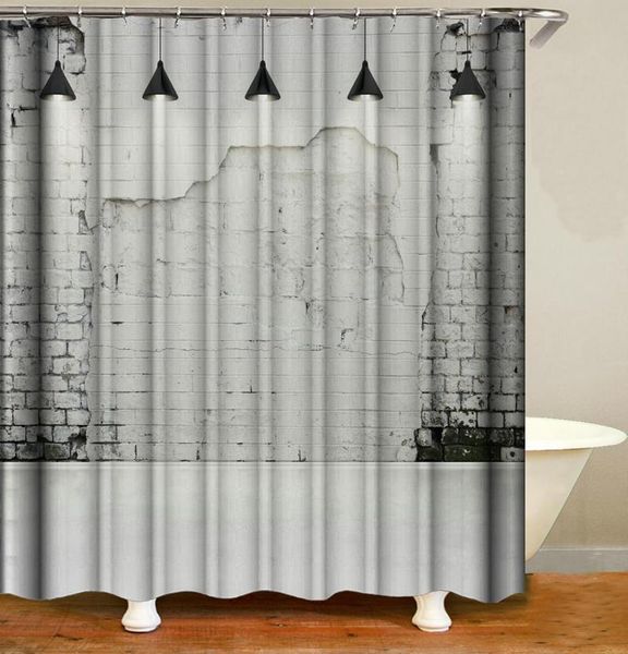 

shower curtains antique light gray brick wall curtain bath accessories with 12 hooks waterproof polyester fabric bathroom decor