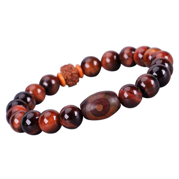 

8mm natural red tiger eye stone bracelet for men women the bodhi son eyes of evil lucky guard buddha bead charm bracelets, Golden;silver